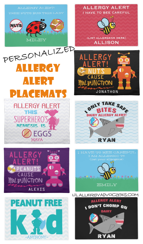 Allergy Alert Plates and Place Mats Lil Allergy Advocates
