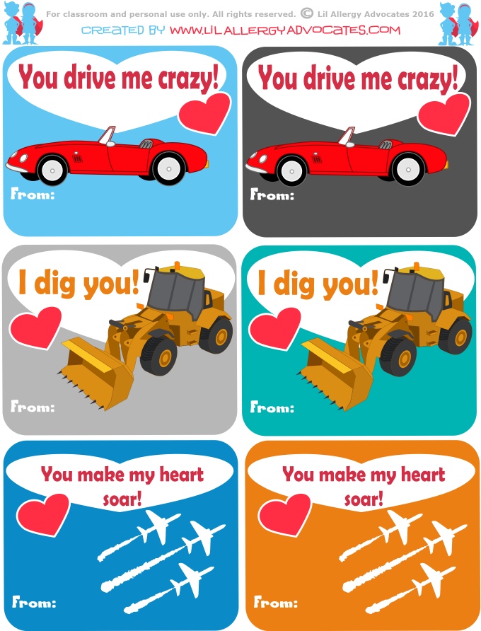 Free Printable Transportation Valentine Lil Allergy Advocates