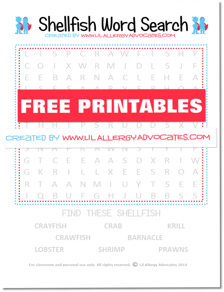 Food Allergy Word Search Lil Allergy Advocates