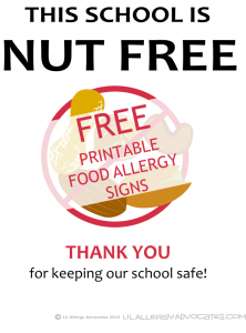 Free Printable Nut Free School Signs - Lil Allergy Advocates