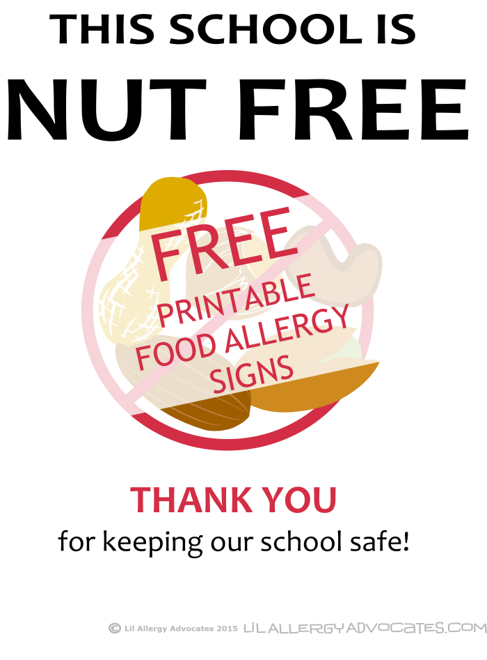 Free Printable Nut Free School Signs