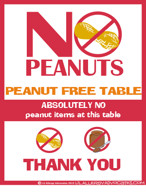 Free Printable Nut Free School Signs