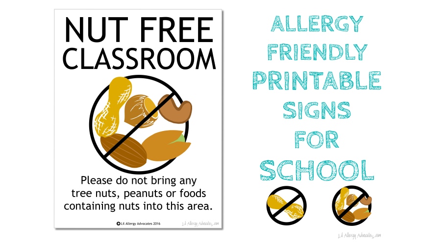 Free Nut Free Classroom Signs - Lil Allergy Advocates