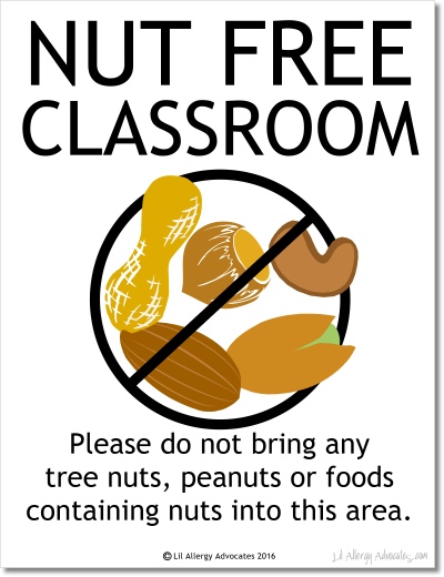 Free Nut Free Classroom Signs Lil Allergy Advocates