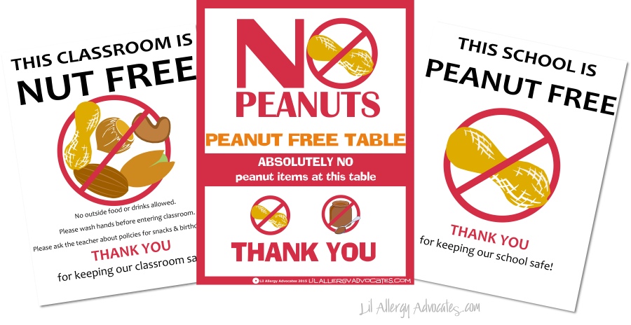 Free Peanut Free Classroom Signs